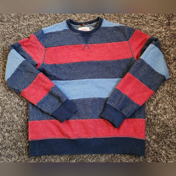 Brooks Brothers Red Blue Striped Cotton Fleece Sweater M - Picture 1 of 6